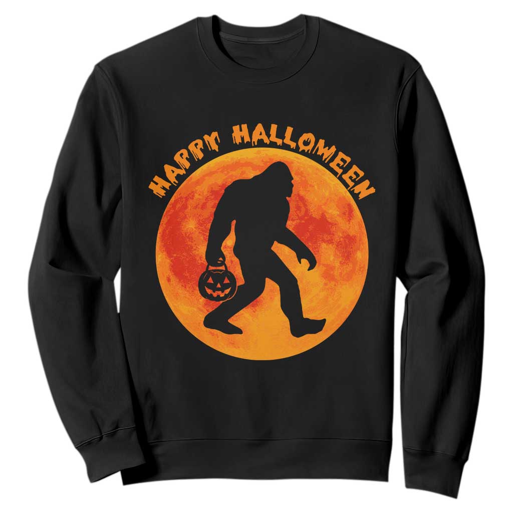 Funny Halloween Bigfoot Sweatshirt Sasquatch Full Moon Jack O Lantern TS11 Black Print Your Wear