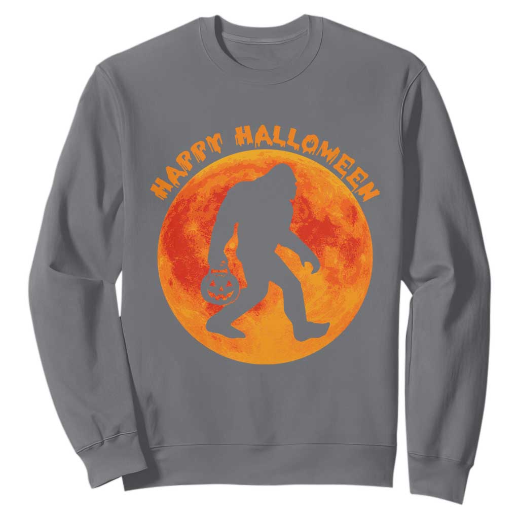 Funny Halloween Bigfoot Sweatshirt Sasquatch Full Moon Jack O Lantern TS11 Charcoal Print Your Wear