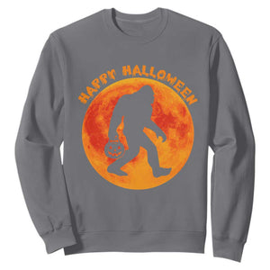 Funny Halloween Bigfoot Sweatshirt Sasquatch Full Moon Jack O Lantern TS11 Charcoal Print Your Wear