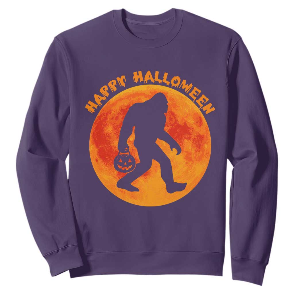 Funny Halloween Bigfoot Sweatshirt Sasquatch Full Moon Jack O Lantern TS11 Purple Print Your Wear