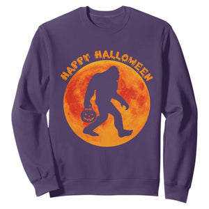 Funny Halloween Bigfoot Sweatshirt Sasquatch Full Moon Jack O Lantern TS11 Purple Print Your Wear