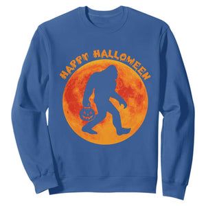 Funny Halloween Bigfoot Sweatshirt Sasquatch Full Moon Jack O Lantern TS11 Royal Blue Print Your Wear