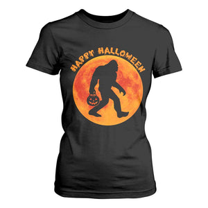 Funny Halloween Bigfoot T Shirt For Women Sasquatch Full Moon Jack O Lantern TS11 Black Print Your Wear