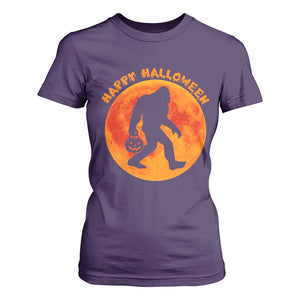 Funny Halloween Bigfoot T Shirt For Women Sasquatch Full Moon Jack O Lantern TS11 Purple Print Your Wear