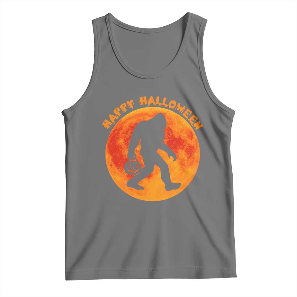 Funny Halloween Bigfoot Tank Top Sasquatch Full Moon Jack O Lantern TS11 Black Heather Print Your Wear