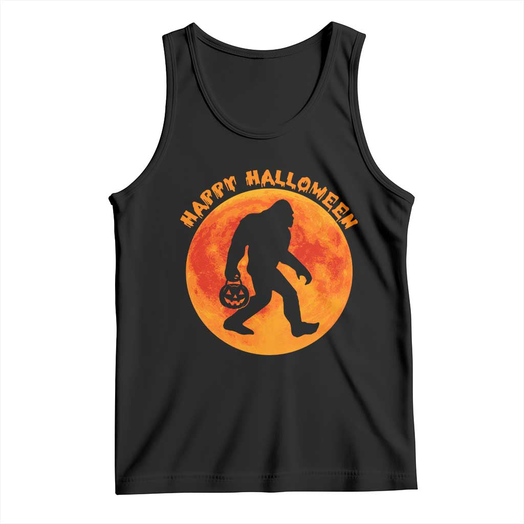 Funny Halloween Bigfoot Tank Top Sasquatch Full Moon Jack O Lantern TS11 Black Print Your Wear