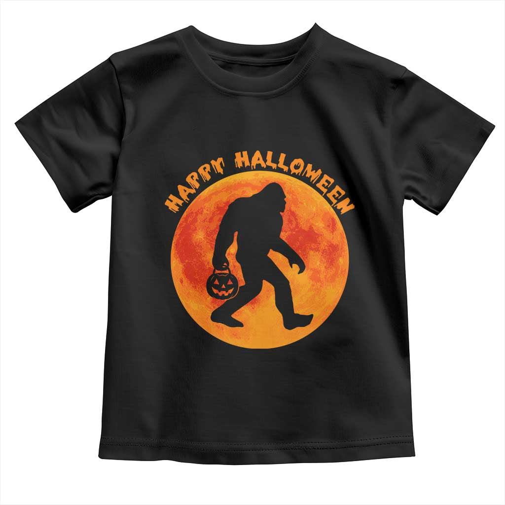 Funny Halloween Bigfoot Toddler T Shirt Sasquatch Full Moon Jack O Lantern TS11 Black Print Your Wear