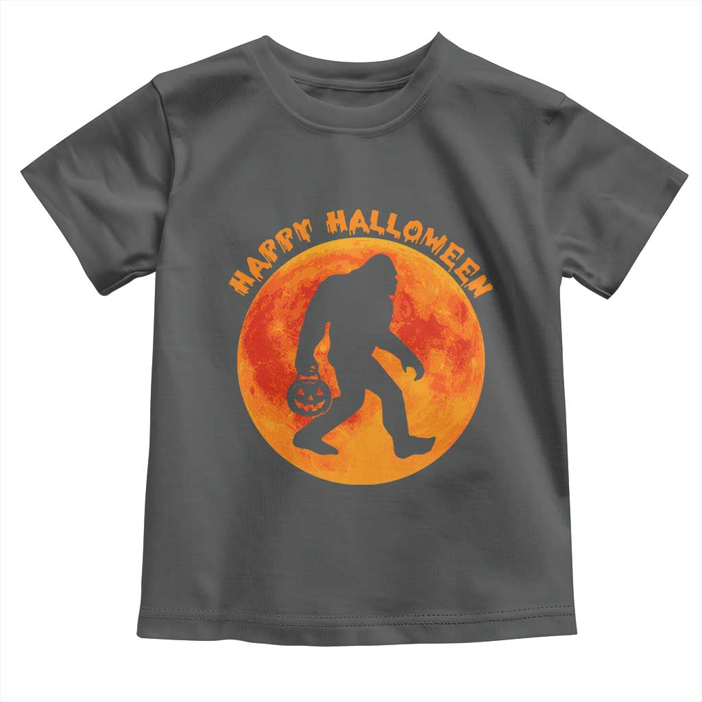 Funny Halloween Bigfoot Toddler T Shirt Sasquatch Full Moon Jack O Lantern TS11 Dark Heather Print Your Wear