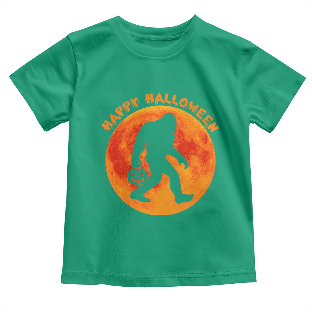 Funny Halloween Bigfoot Toddler T Shirt Sasquatch Full Moon Jack O Lantern TS11 Irish Green Print Your Wear