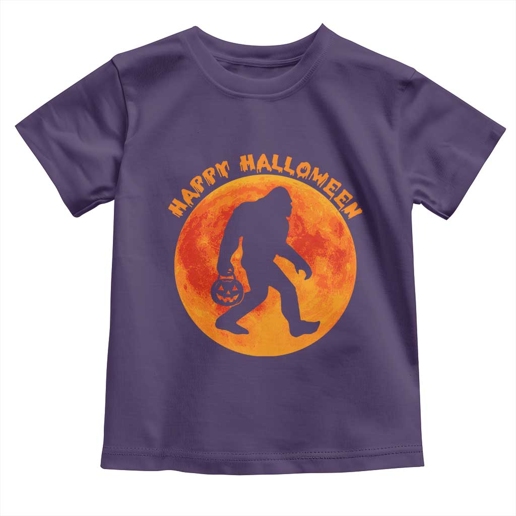 Funny Halloween Bigfoot Toddler T Shirt Sasquatch Full Moon Jack O Lantern TS11 Purple Print Your Wear