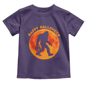 Funny Halloween Bigfoot Toddler T Shirt Sasquatch Full Moon Jack O Lantern TS11 Purple Print Your Wear