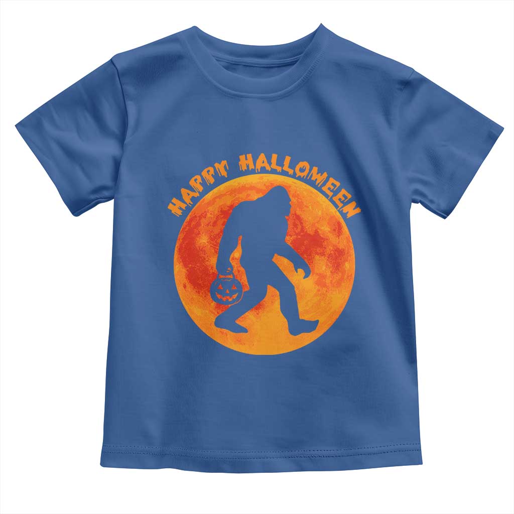 Funny Halloween Bigfoot Toddler T Shirt Sasquatch Full Moon Jack O Lantern TS11 Royal Blue Print Your Wear