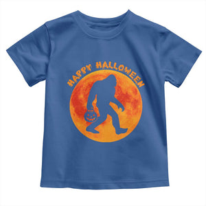 Funny Halloween Bigfoot Toddler T Shirt Sasquatch Full Moon Jack O Lantern TS11 Royal Blue Print Your Wear