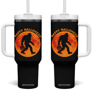 Funny Halloween Bigfoot Tumbler With Handle Sasquatch Full Moon Jack O Lantern TS11 One Size: 40 oz Black Print Your Wear