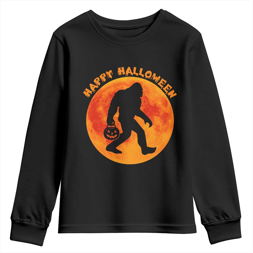 Funny Halloween Bigfoot Youth Sweatshirt Sasquatch Full Moon Jack O Lantern TS11 Black Print Your Wear