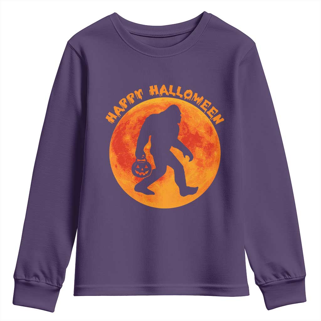 Funny Halloween Bigfoot Youth Sweatshirt Sasquatch Full Moon Jack O Lantern TS11 Purple Print Your Wear