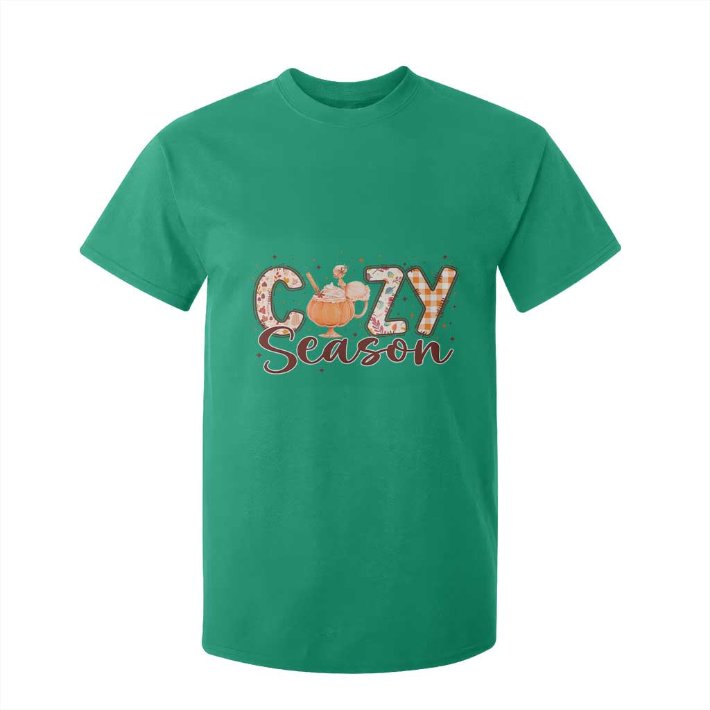 Cozy Season Thanksgiving T Shirt For Kid Autumn Pumpkin Spice Latte TS11 Irish Green Print Your Wear
