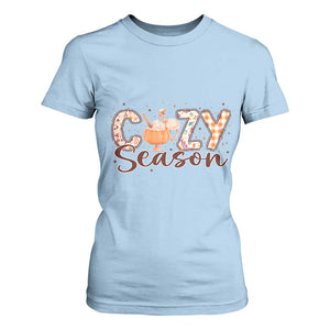 Cozy Season Thanksgiving T Shirt For Women Autumn Pumpkin Spice Latte TS11 Light Blue Print Your Wear