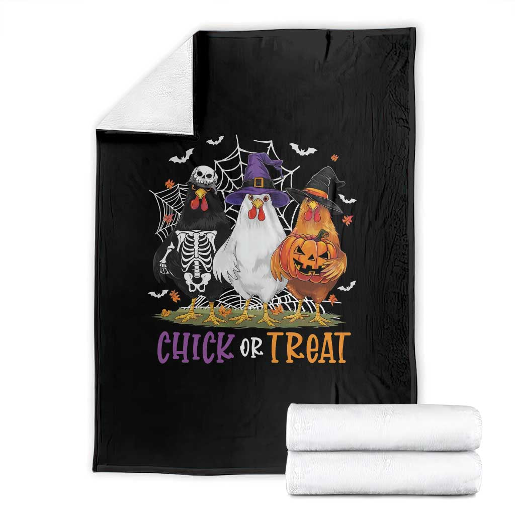 Funny Halloween Throw Blanket Chick Or Treat Chicken Farm Witches Skeleton TS11 Black Print Your Wear