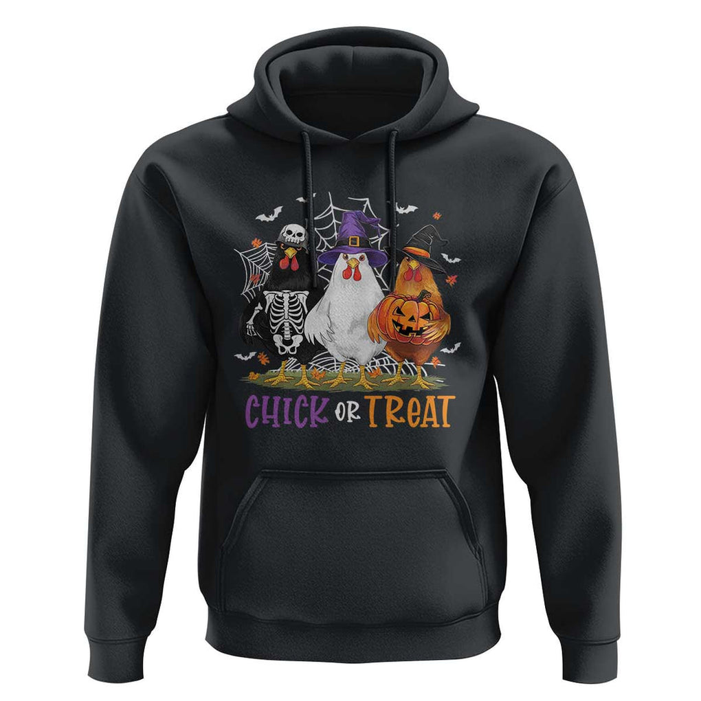 Funny Halloween Hoodie Chick Or Treat Chicken Farm Witches Skeleton TS11 Black Print Your Wear