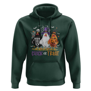 Funny Halloween Hoodie Chick Or Treat Chicken Farm Witches Skeleton TS11 Dark Forest Green Print Your Wear