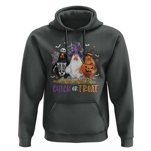 Funny Halloween Hoodie Chick Or Treat Chicken Farm Witches Skeleton TS11 Dark Heather Print Your Wear