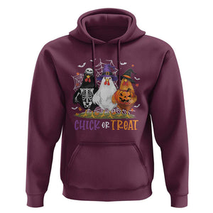 Funny Halloween Hoodie Chick Or Treat Chicken Farm Witches Skeleton TS11 Maroon Print Your Wear
