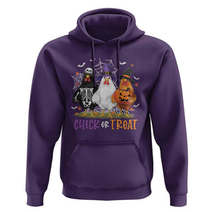 Funny Halloween Hoodie Chick Or Treat Chicken Farm Witches Skeleton TS11 Purple Print Your Wear