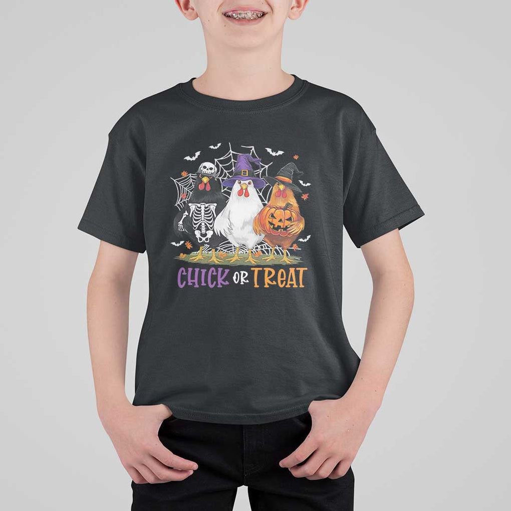 Funny Halloween T Shirt For Kid Chick Or Treat Chicken Farm Witches Skeleton TS11 Black Print Your Wear