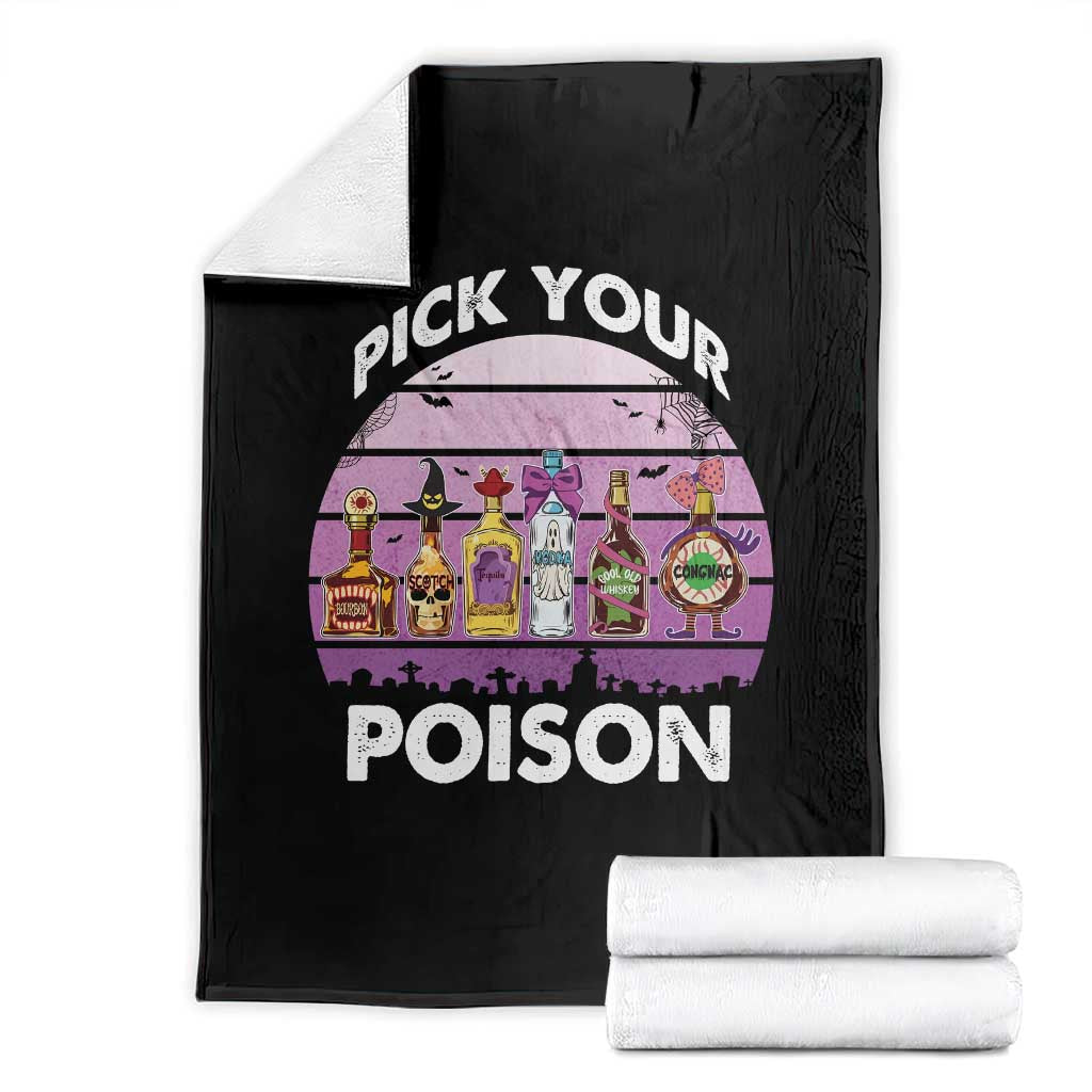 Funny Halloween Throw Blanket Pick Your Poison Wine Bottles Witch TS11 Black Print Your Wear