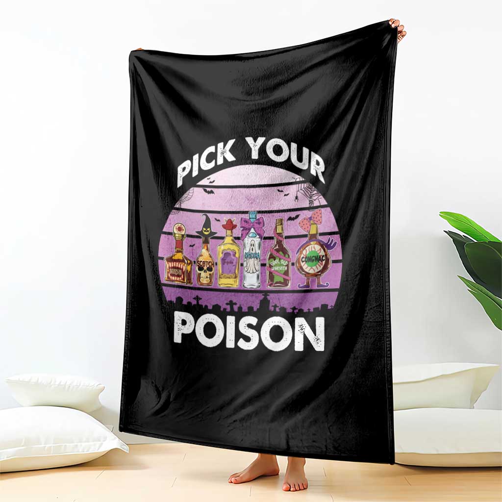 Funny Halloween Throw Blanket Pick Your Poison Wine Bottles Witch TS11 Print Your Wear