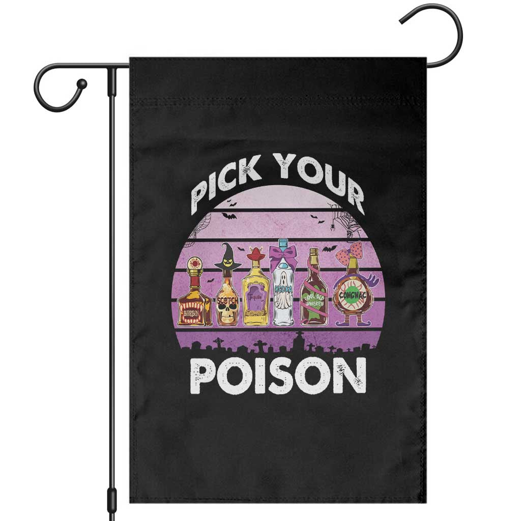 Funny Halloween Garden Flag Pick Your Poison Wine Bottles Witch TS11 Black Print Your Wear