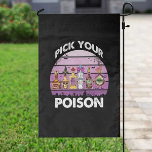 Funny Halloween Garden Flag Pick Your Poison Wine Bottles Witch TS11 Print Your Wear