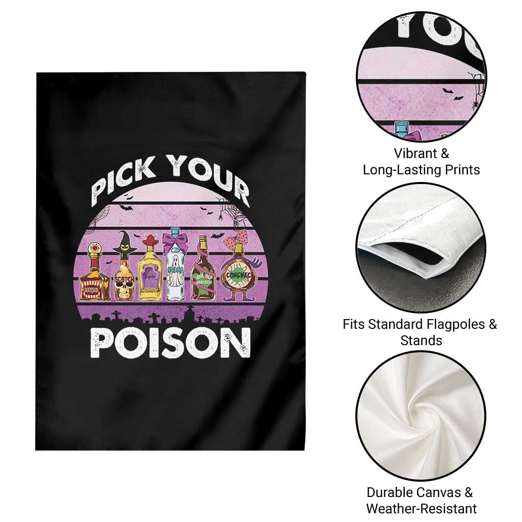 Funny Halloween Garden Flag Pick Your Poison Wine Bottles Witch TS11 Print Your Wear