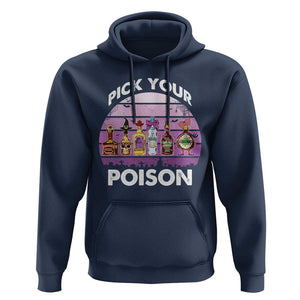 Funny Halloween Hoodie Pick Your Poison Wine Bottles Witch TS11 Navy Print Your Wear