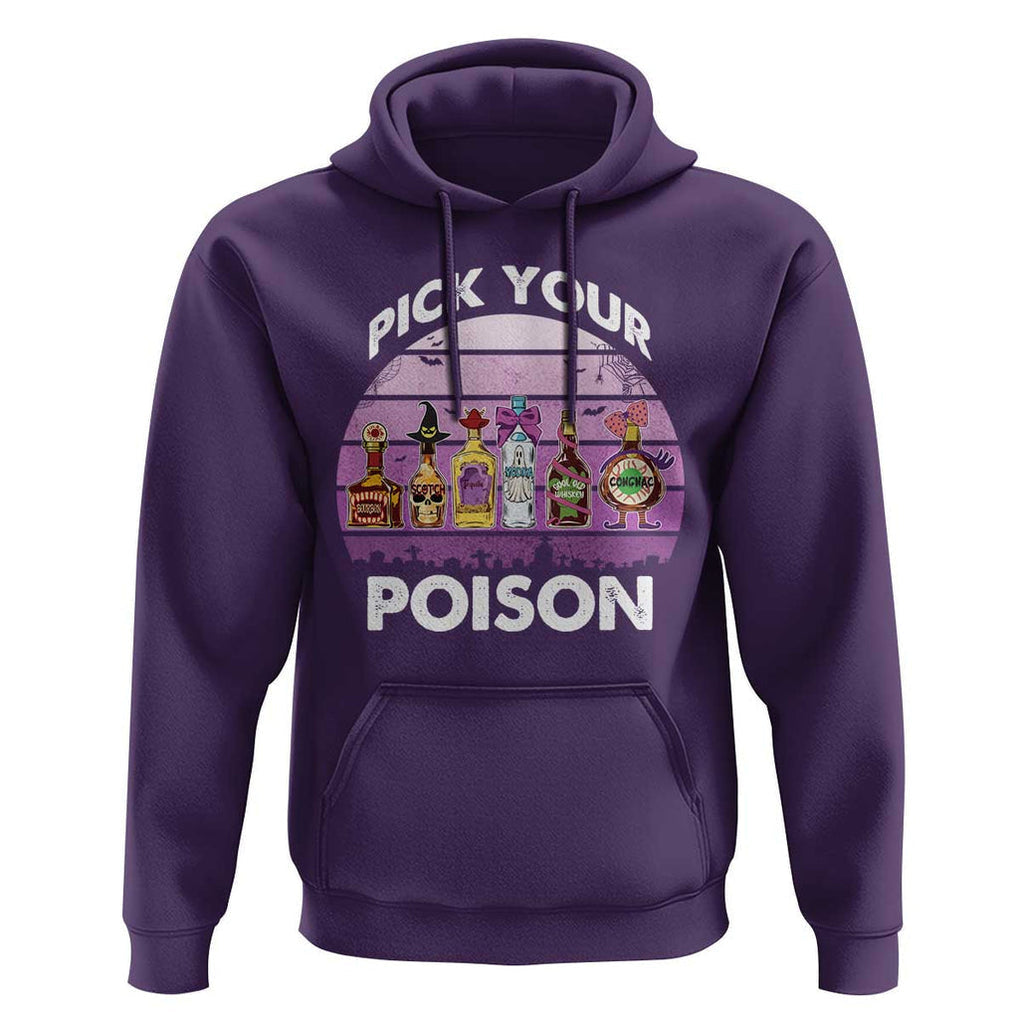 Funny Halloween Hoodie Pick Your Poison Wine Bottles Witch TS11 Purple Print Your Wear