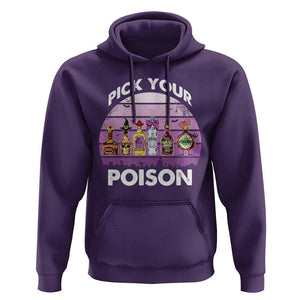 Funny Halloween Hoodie Pick Your Poison Wine Bottles Witch TS11 Purple Print Your Wear
