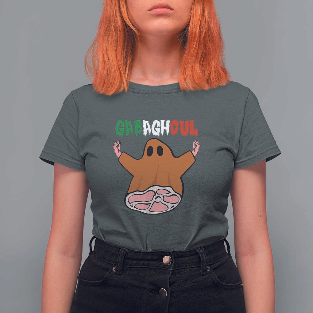 Funny Halloween T Shirt For Women Gabaghoul Ghost Italian Flag Ham TS11 Dark Heather Print Your Wear
