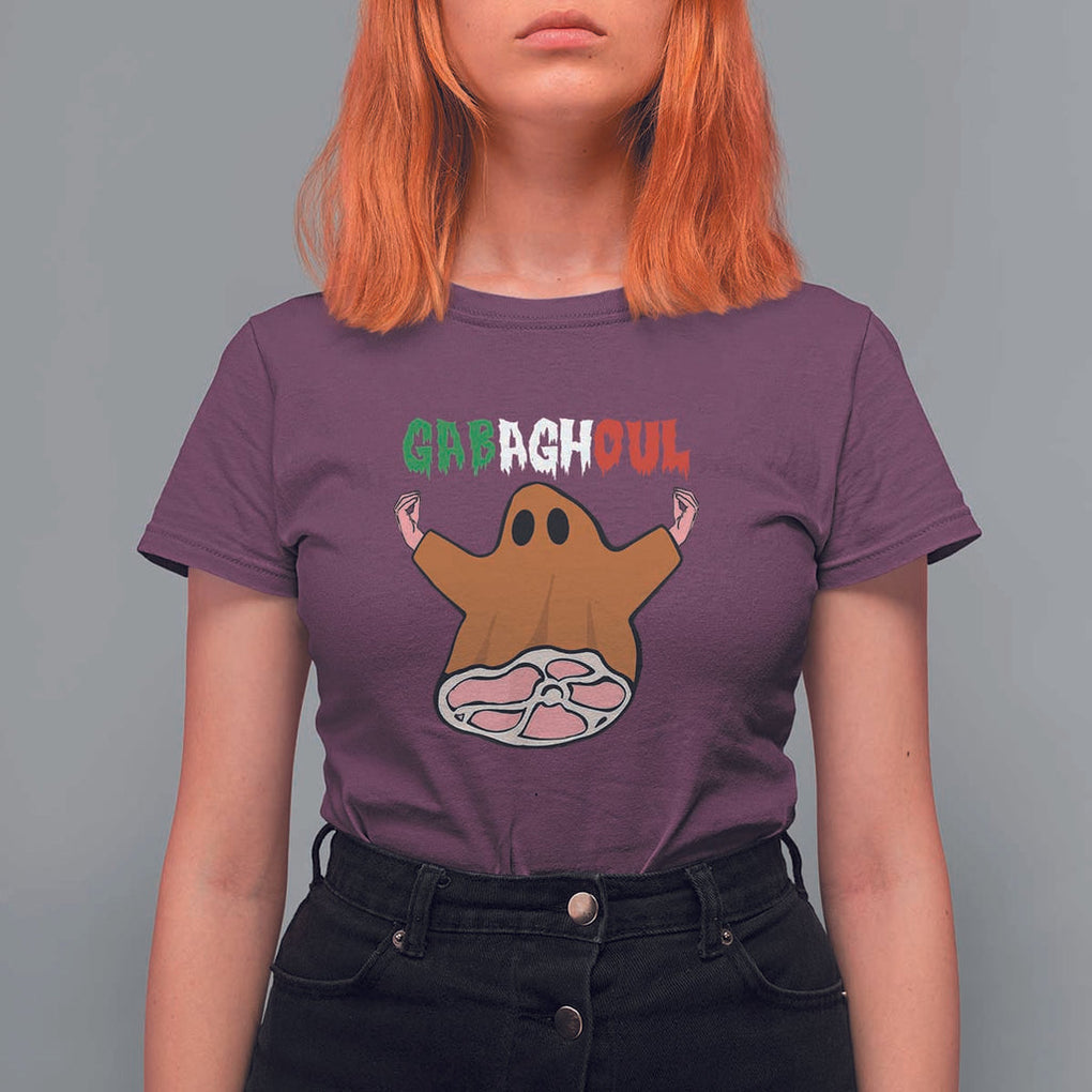 Funny Halloween T Shirt For Women Gabaghoul Ghost Italian Flag Ham TS11 Maroon Print Your Wear