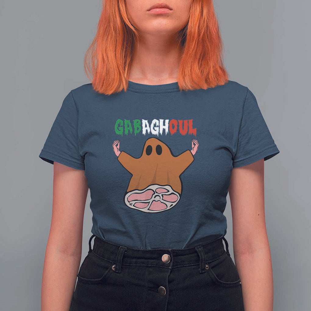 Funny Halloween T Shirt For Women Gabaghoul Ghost Italian Flag Ham TS11 Navy Print Your Wear
