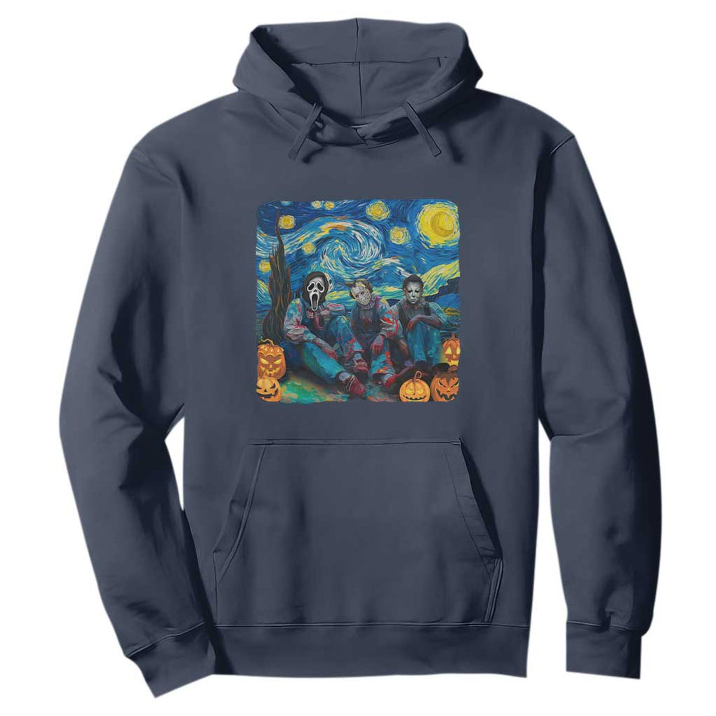 Halloween Hoodie Scary Murderers Starry Night Pumpkin Vincent Van Gogh TS11 Navy Print Your Wear