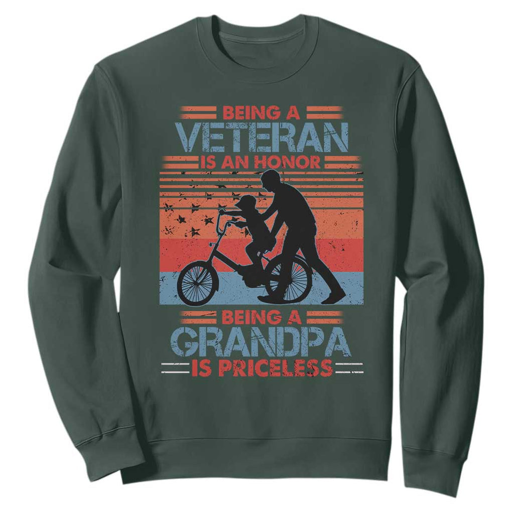 Veteran Grandpa Sweatshirt Being A Veteran Is An Honor Being A Grandpa Is Priceless TS11 Print Your Wear