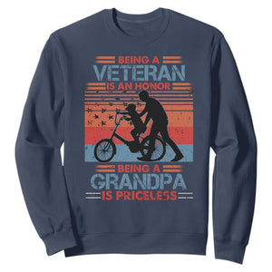 Veteran Grandpa Sweatshirt Being A Veteran Is An Honor Being A Grandpa Is Priceless TS11 Print Your Wear
