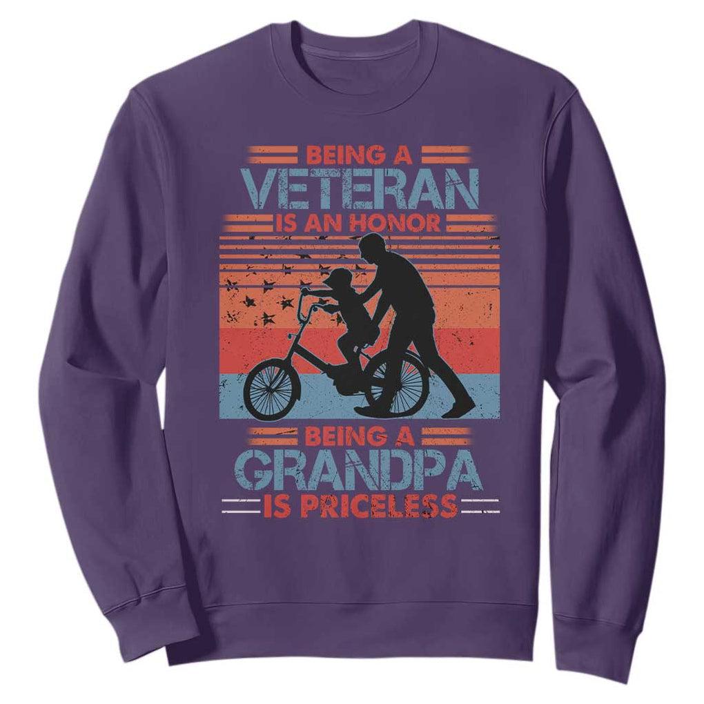 Veteran Grandpa Sweatshirt Being A Veteran Is An Honor Being A Grandpa Is Priceless TS11 Print Your Wear