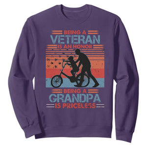 Veteran Grandpa Sweatshirt Being A Veteran Is An Honor Being A Grandpa Is Priceless TS11 Print Your Wear