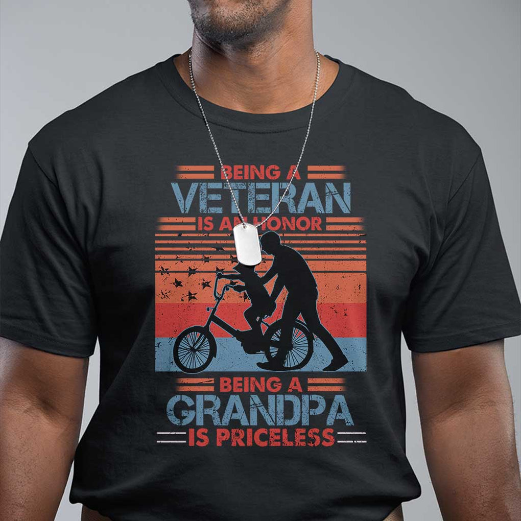Veteran Grandpa T Shirt Being A Veteran Is An Honor Being A Grandpa Is Priceless TS11 Purple Print Your Wear
