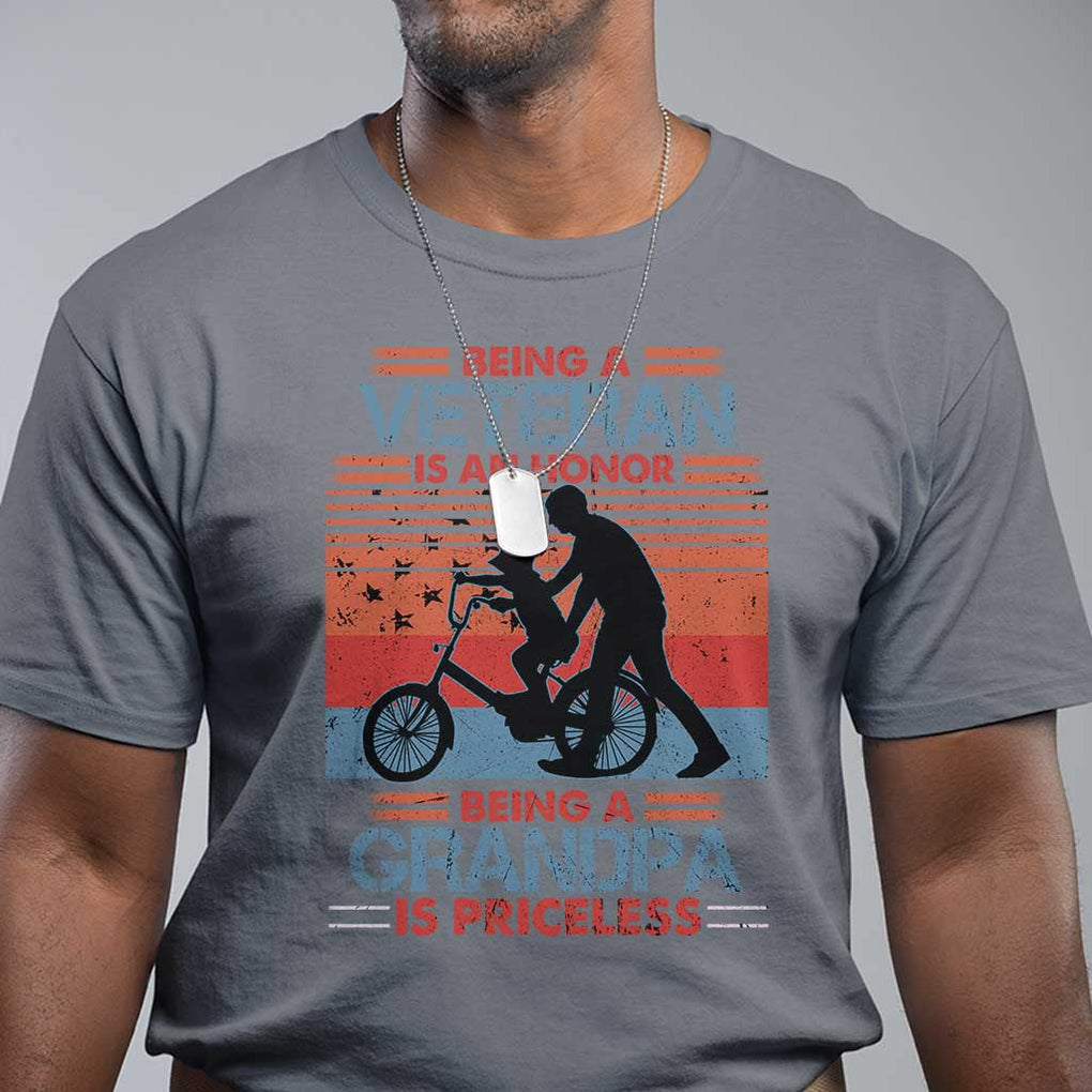 Veteran Grandpa T Shirt Being A Veteran Is An Honor Being A Grandpa Is Priceless TS11 Print Your Wear