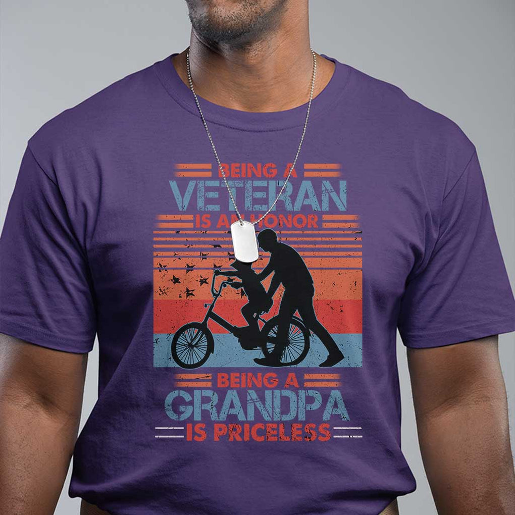 Veteran Grandpa T Shirt Being A Veteran Is An Honor Being A Grandpa Is Priceless TS11 Print Your Wear