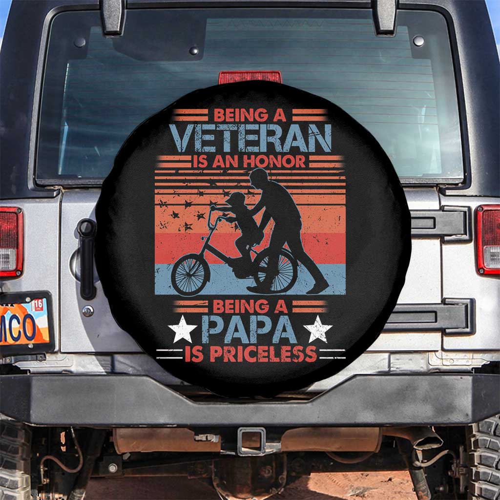 Veteran Father Spare Tire Cover Being A Veteran Is An Honor Being A Papa Is Priceless TS11 Black Print Your Wear