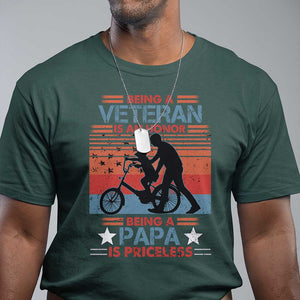 Veteran Father T Shirt Being A Veteran Is An Honor Being A Papa Is Priceless TS11 Dark Forest Green Print Your Wear
